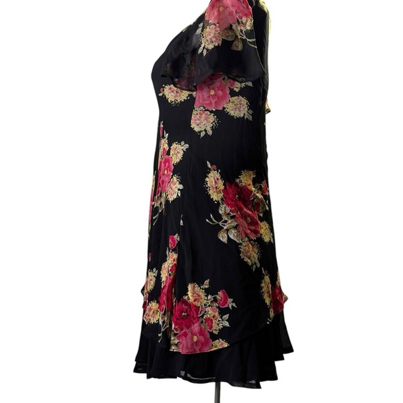 Metro 22 Ladies 2X Black Dress, With Floral Sheer Overlay BoHo - Picture 2 of 12